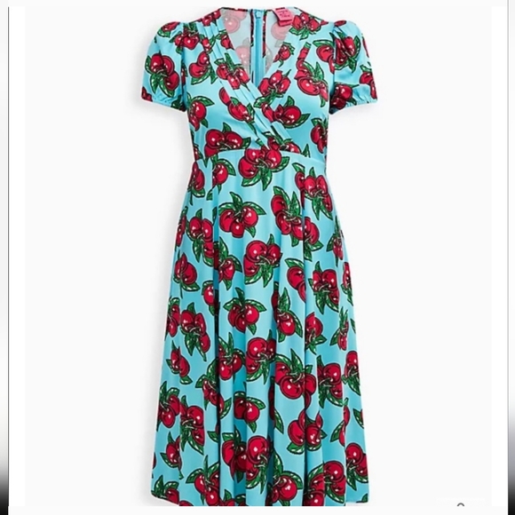 Torrid 28 Betsey Johnson Cherry Challis Fit & Flare Midi Dress - Picture 2 of 2